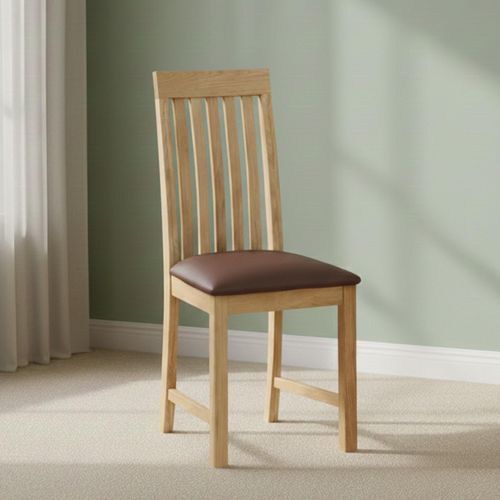 2 x New Trinity Natural Oak Slatted Back Dining Chair