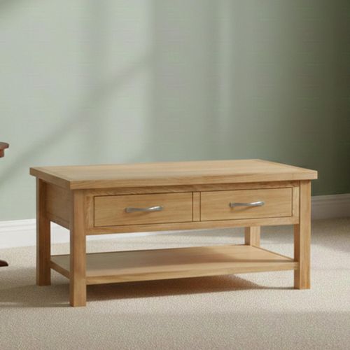 New Trinity Natural Oak 2 Drawer Coffee Table
