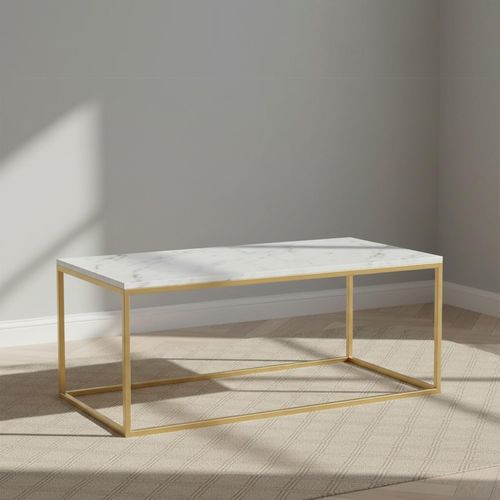 Marmora White Marble and Gold Coffee Table