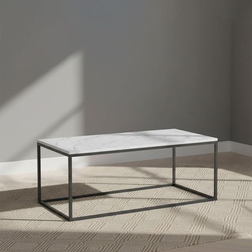 Marmora White Marble and Grey Coffee Table