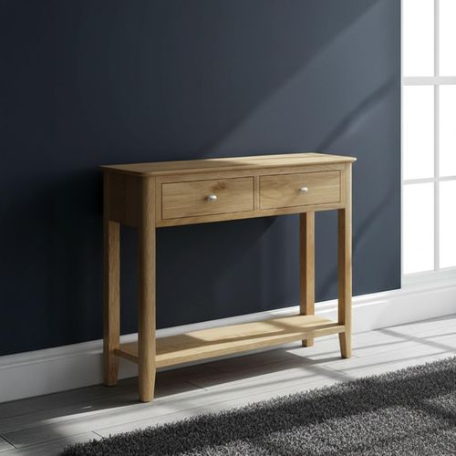 Bath Oak 2 Drawer Console Table