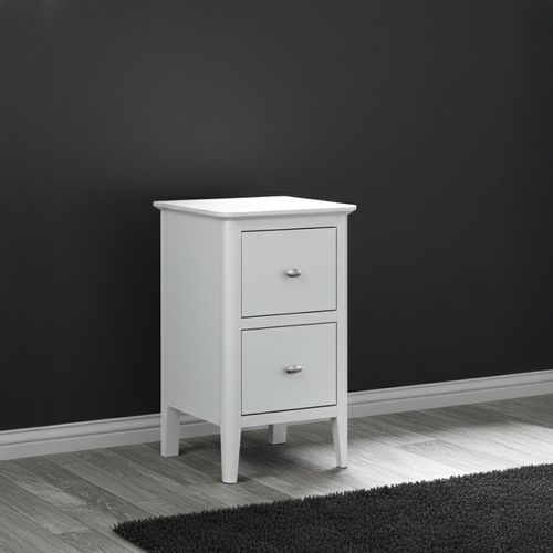 Hampstead White 2 Drawer Narrow Bedside Cabinet