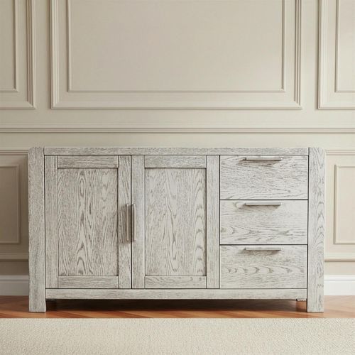 Amsterdam Grey Washed Oak 2 Door Medium Sideboard - 140cm