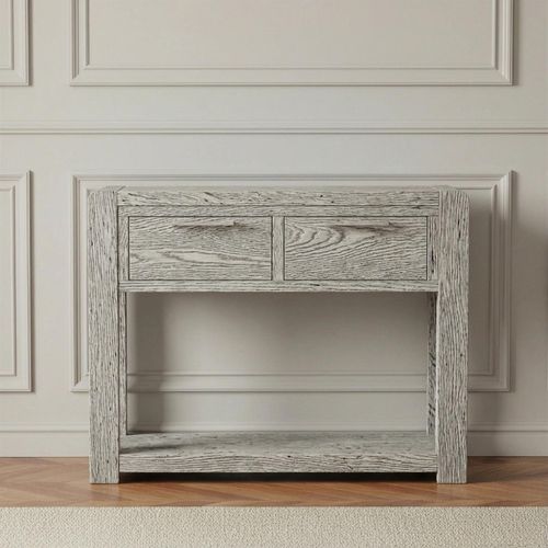 Amsterdam Grey Washed Oak 2 Drawer Console Table
