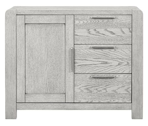 Amsterdam Grey Washed Oak 1 Door Small Sideboard - 98.5cm