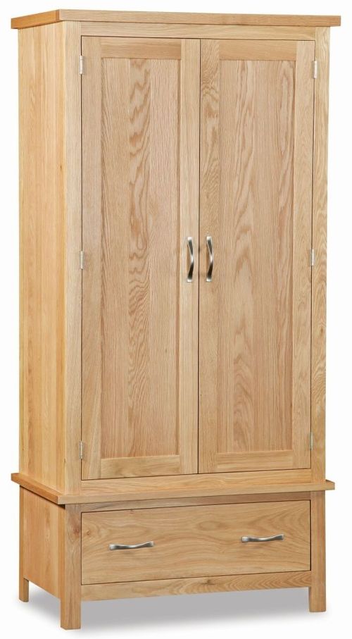 New Trinity Natural Oak 2 Door 1 Drawer Wardrobe