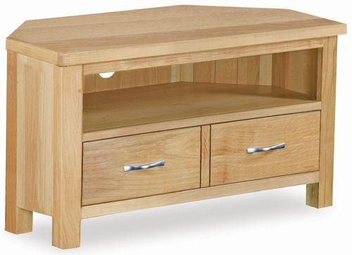New Trinity Natural Oak 2 Drawer Corner TV Unit