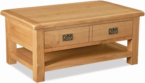 Salisbury Premium Oak 2 Drawer Coffee Table with Shelf