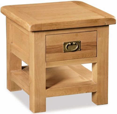 Salisbury Premium Oak 1 Drawer Square Lamp Table
