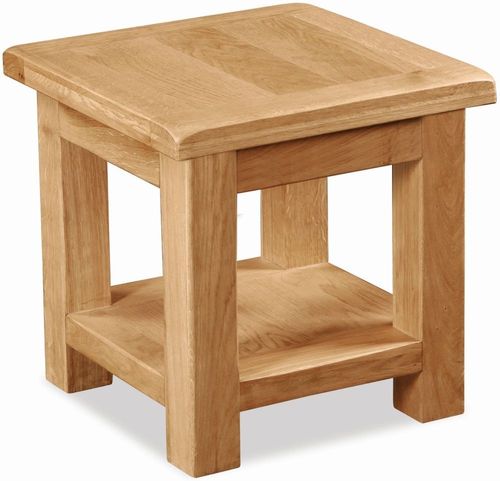 Salisbury Premium Oak Square Lamp Table with Shelf