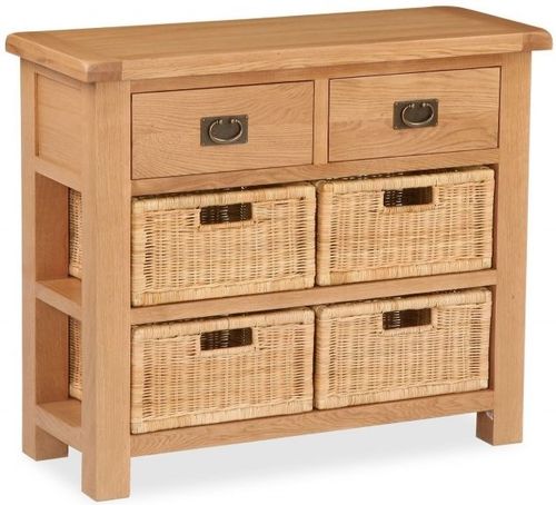 Salisbury Premium Oak Small Sideboard with Baskets - 100cm