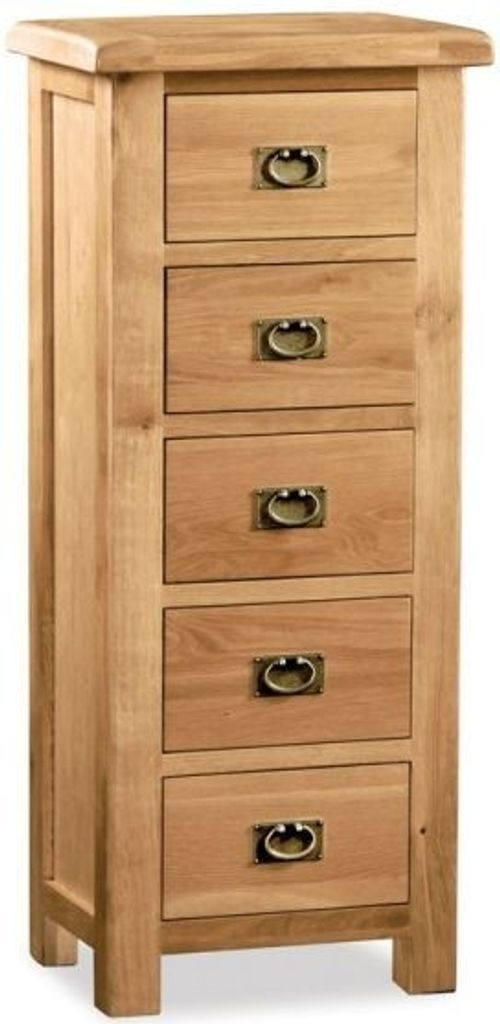 Salisbury Premium Oak 5 Drawer Tallboy Chest