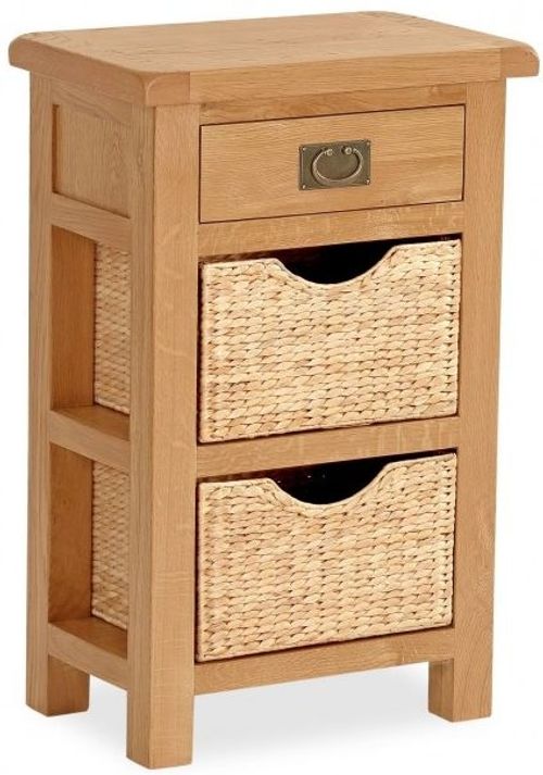 Salisbury Premium Oak 1 Drawer Telephone Table with Baskets