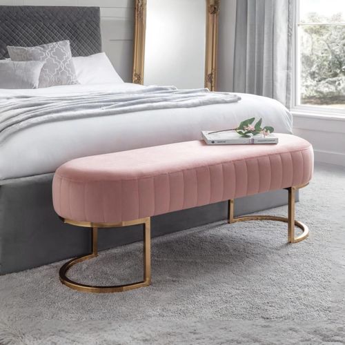 Harrogate Pink Curved Upholstered Bench