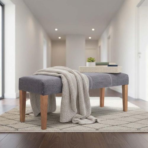 Zara Padded Bench  Grey Fabric