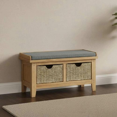 Burford Storage Bench - with Basket - Oak
