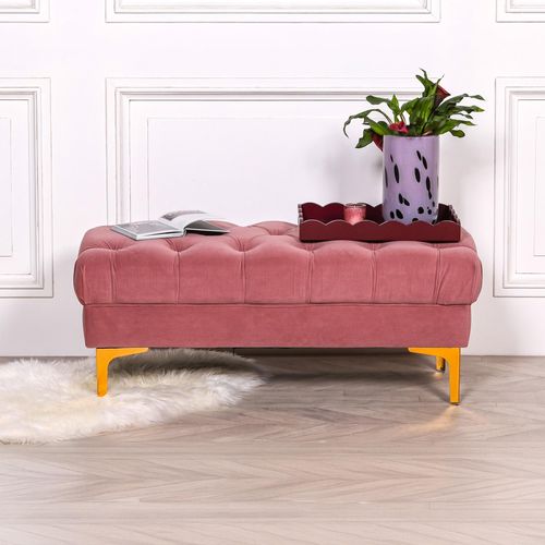 Tufted Ottoman Bench - Pink Velvet