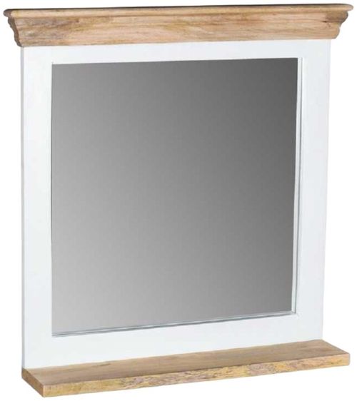 Coastal White and Wood Dressing Mirror