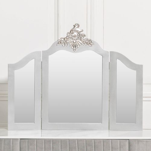 French Style Vanity Mirror - Antique Silver - 86cm x 68cm