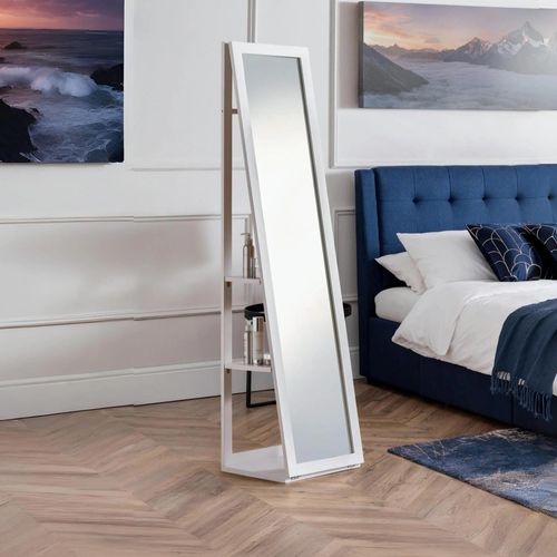 Fresco Bedroom Storage Mirror - White