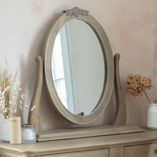 Camille Oval Gallery Mirror - Grey Oak