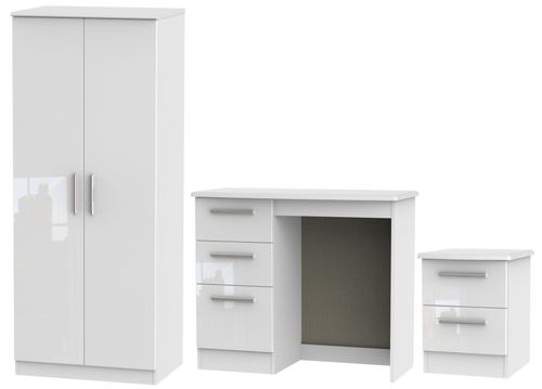 Knightsbridge White 3 Piece Bedroom Set with 2 Door Wardrobe