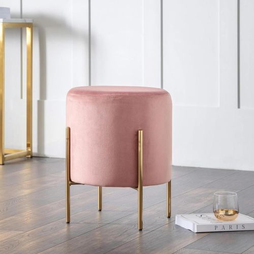 Harrogate Pink Round Upholstered Stool