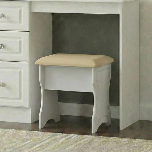 Pembroke White Padded Dressing Stool