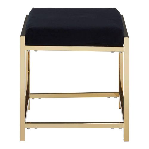 Allure Stool - Black Velvet Fabric - Gold Legs