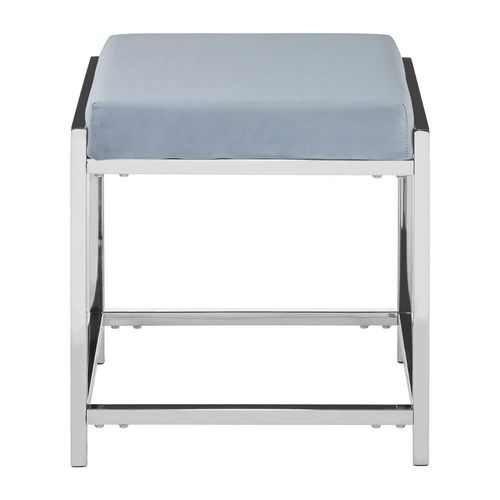 Allure Stool - Powder Blue Velvet Fabric - Chrome Legs