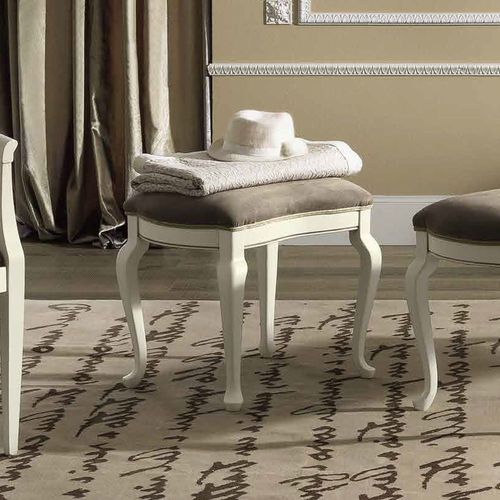 Nostalgia Dressing Stool - Padded - Leather - Bianco Antico