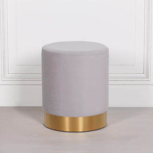 Round Stool - Grey Velvet