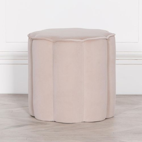Round Stool - Natural Velvet