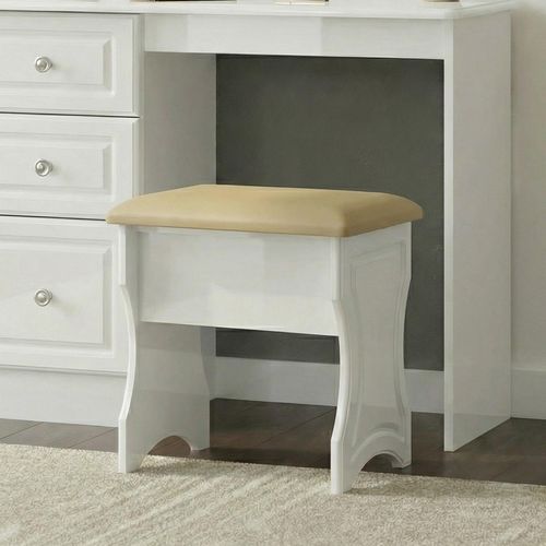 Pembroke White Gloss Padded Dressing Stool