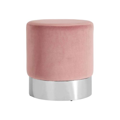 Vogue Round Stool - Pink Velvet Fabric