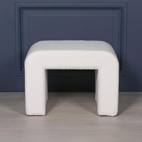Upholstered Arch Stool - White Boucle