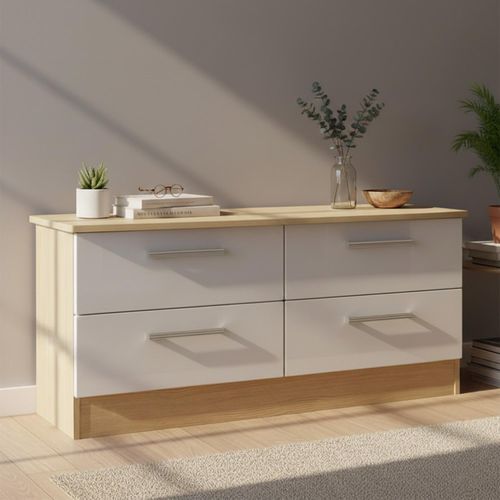 Knightsbridge White Gloss and Light Oak Bed Box