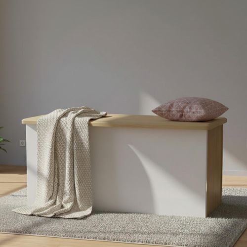 Knightsbridge White Gloss and Light Oak Blanket Box