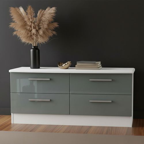 Knightsbridge Bed Box - Grey Gloss and White