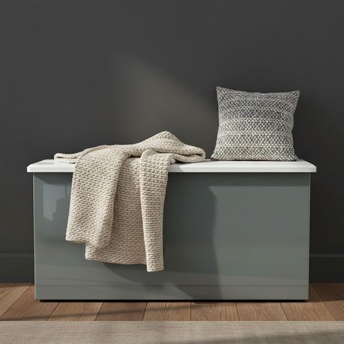 Knightsbridge Blanket Box - Grey Gloss and White