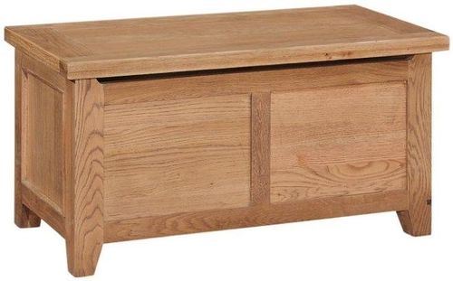 Appleby Oak Blanket Box, Ottoman Style Storage Chest with Top Lid Opening
