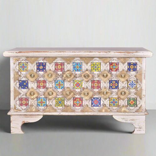 Awendaw Storage Trunk - Mango Wood - White Washed