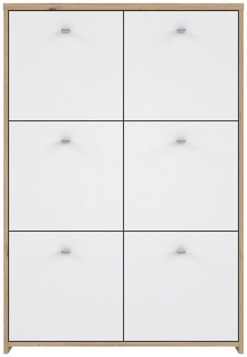 Best Oak and White 6 Door Storage Cabinet