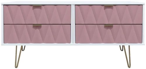 Clearance - Diamond Bed Box with Hairpin Legs - Kobe Pink and White - FS025