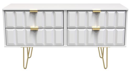 Cube White Bed Box with Gold Hairpin Legs