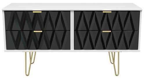Diamond Black and White Bed Box with Gold Hairpin Legs