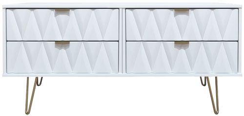 Diamond White Bed Box with Gold Hairpin Legs