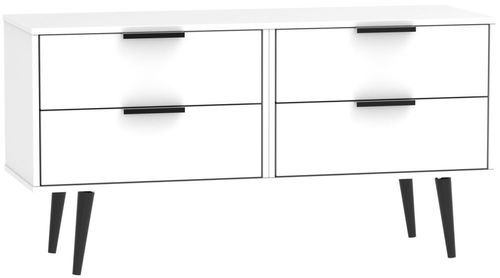 Hong Kong White Bed Box with Wooden Legs