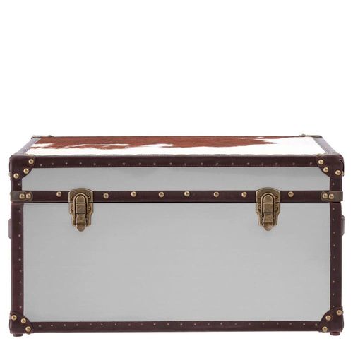 Kensington Townhouse Storage Trunk - Brown and White Leather
