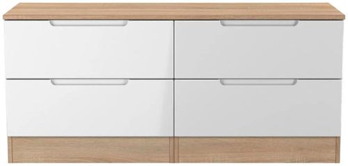 Milan White Gloss and Oak Effect Bed Box